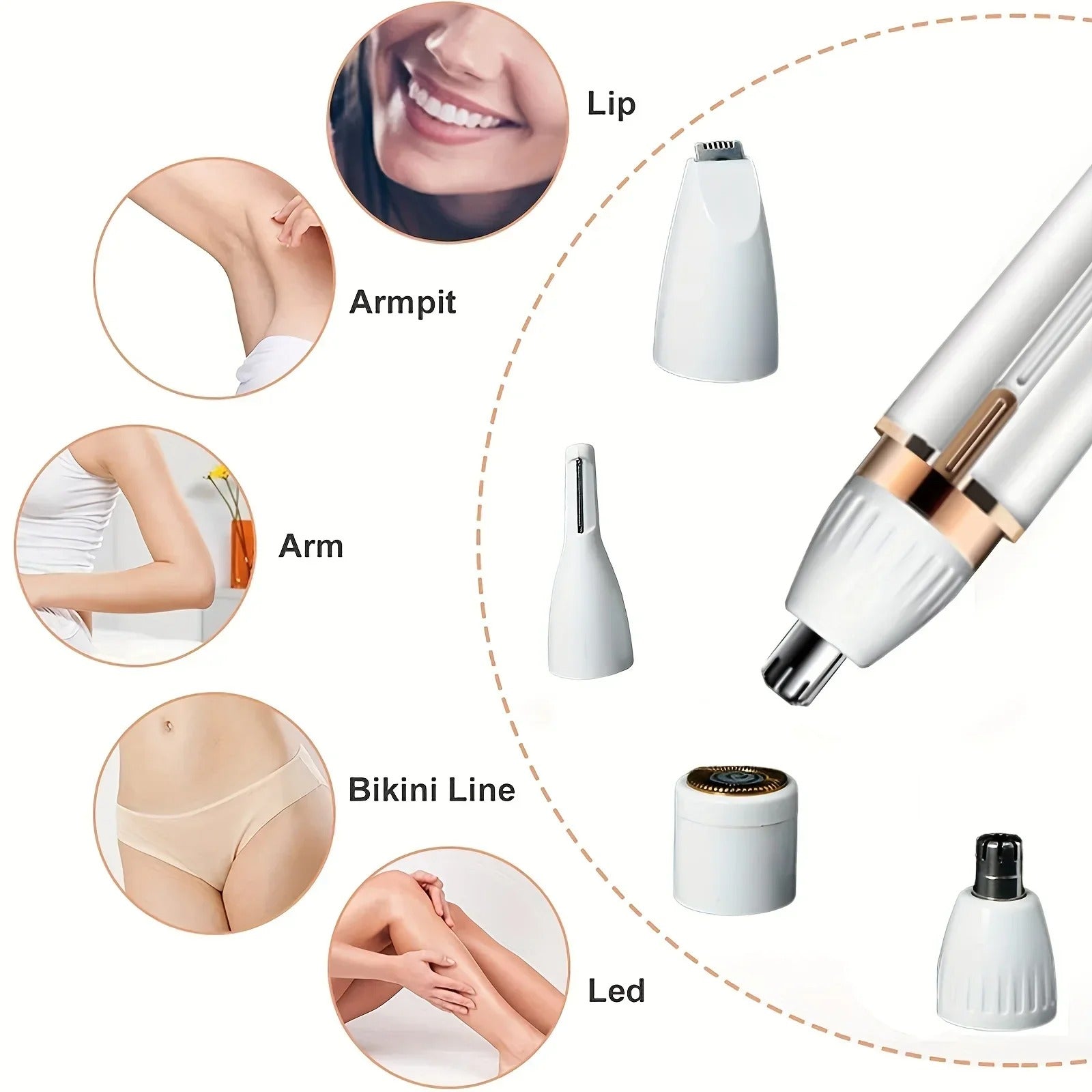 4 in 1 Women Trimmer Face Body Bikini & More Rechargeable Portable