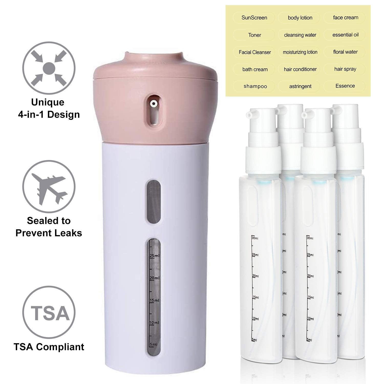 4 in 1 Travel Bottle Set