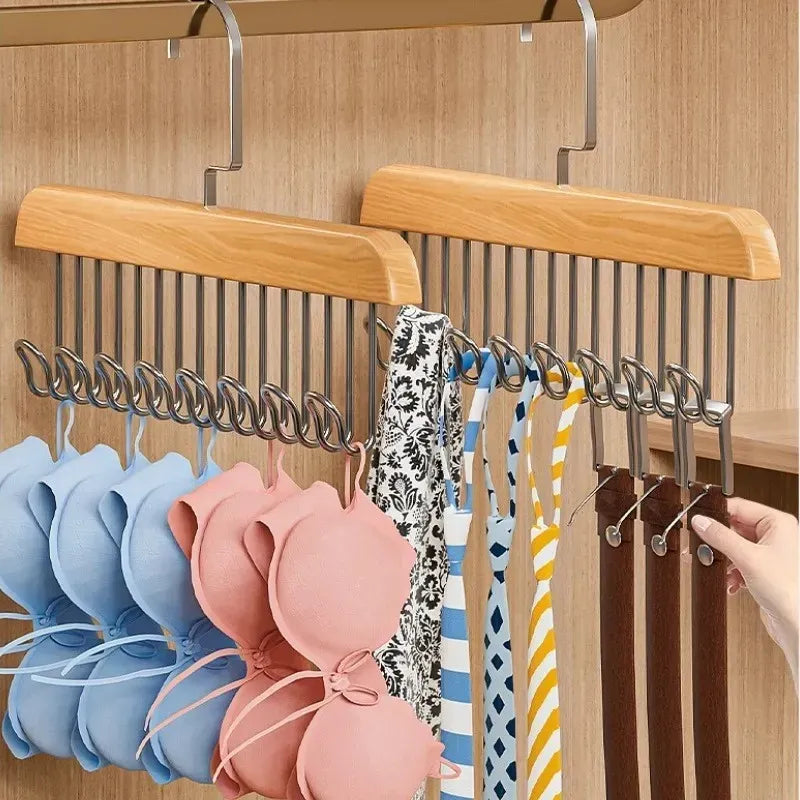 8 Hooks Wooden Hanger Organizer