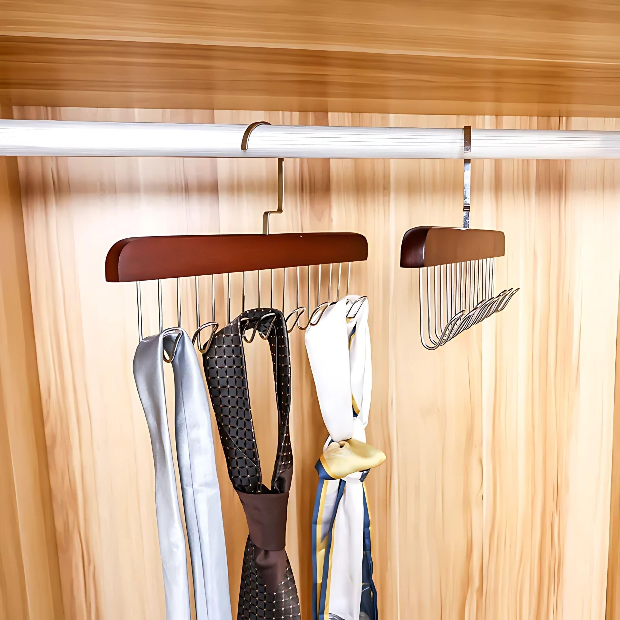 8 Hooks Wooden Hanger Organizer