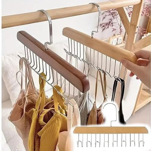 8 Hooks Wooden Hanger Organizer