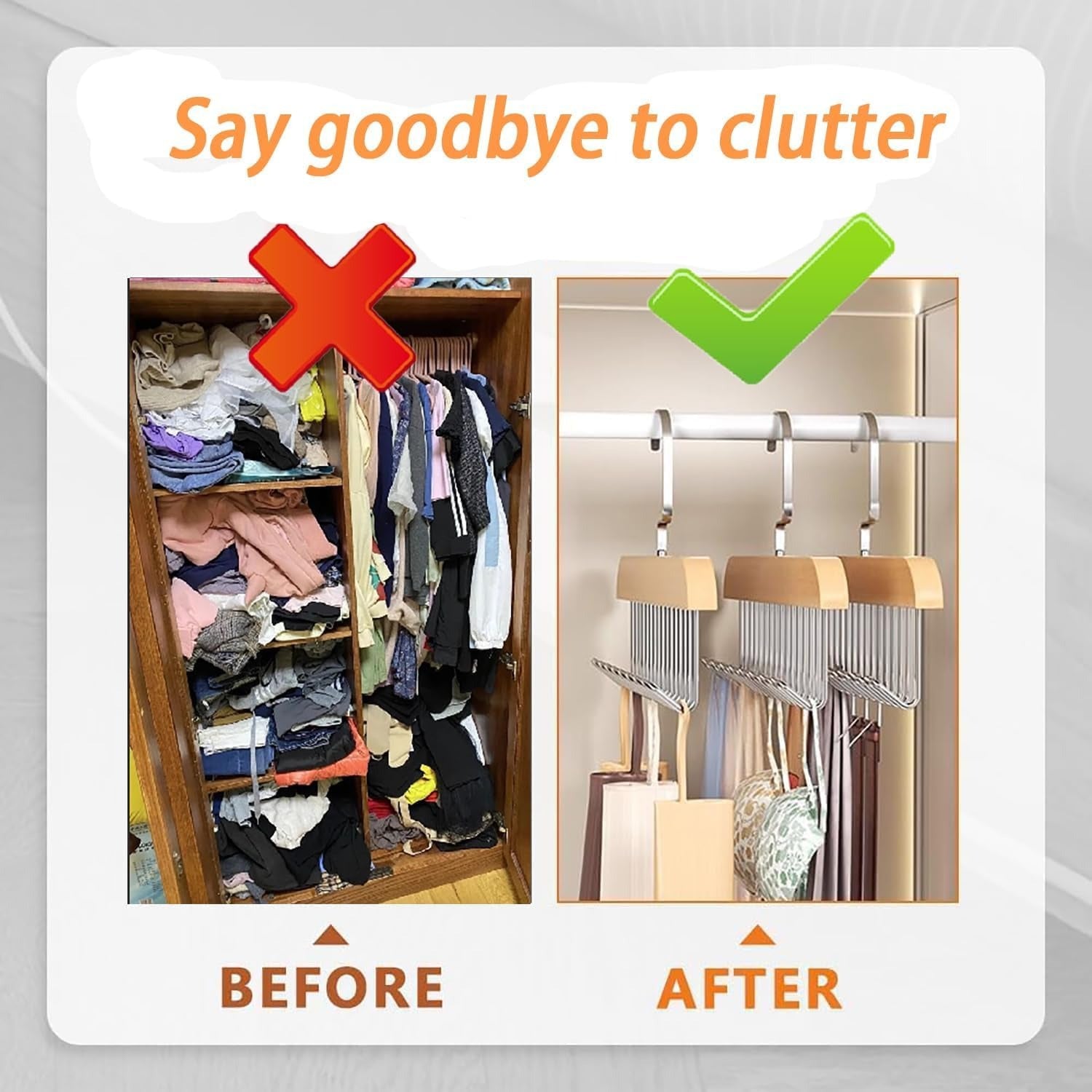 8 Hooks Wooden Hanger Organizer