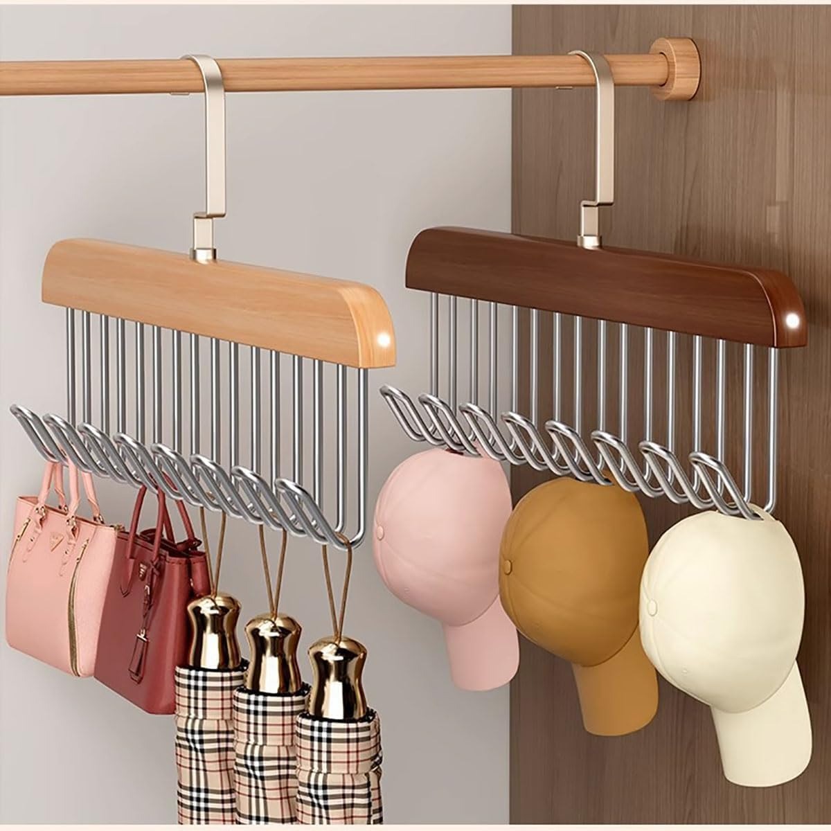 8 Hooks Wooden Hanger Organizer