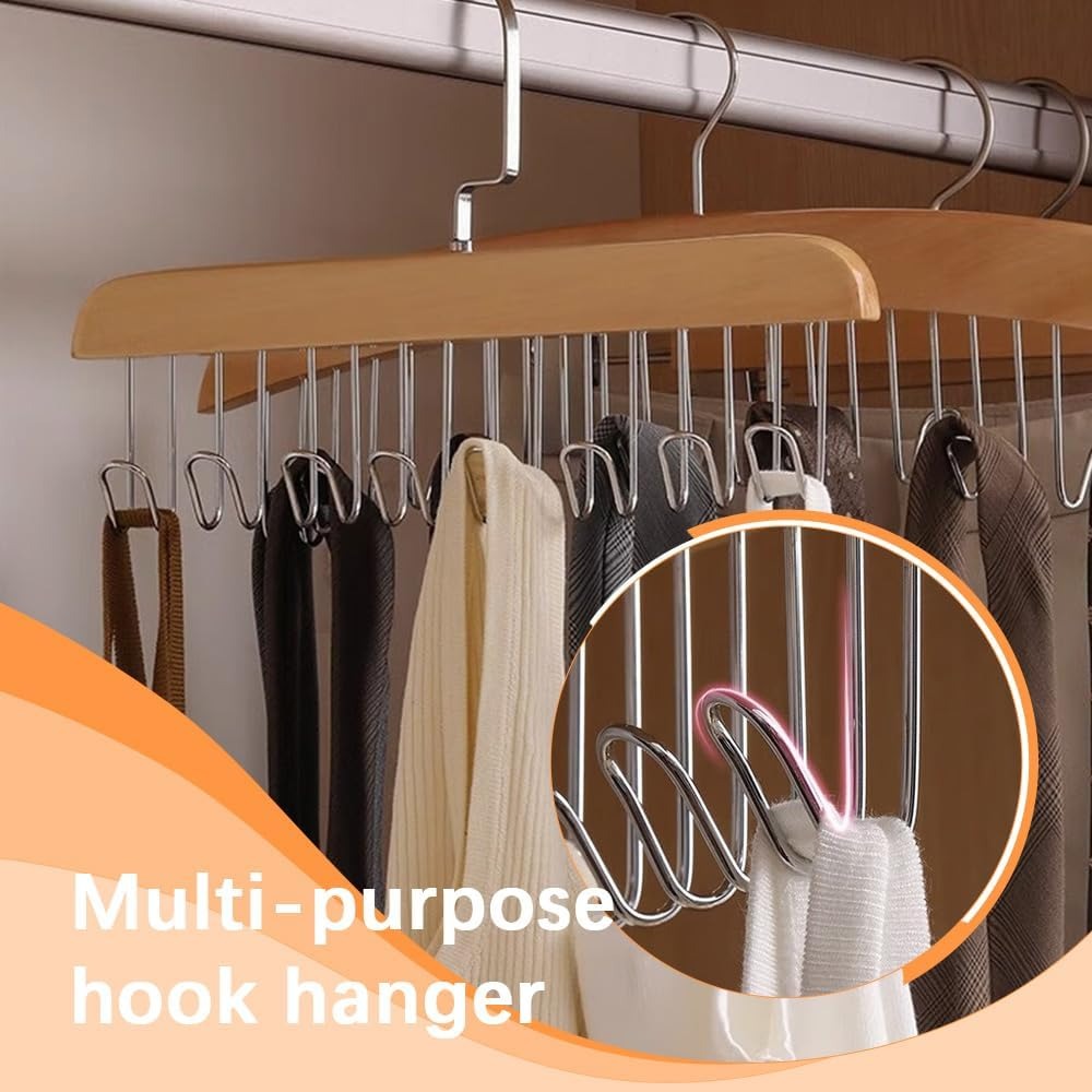 8 Hooks Wooden Hanger Organizer