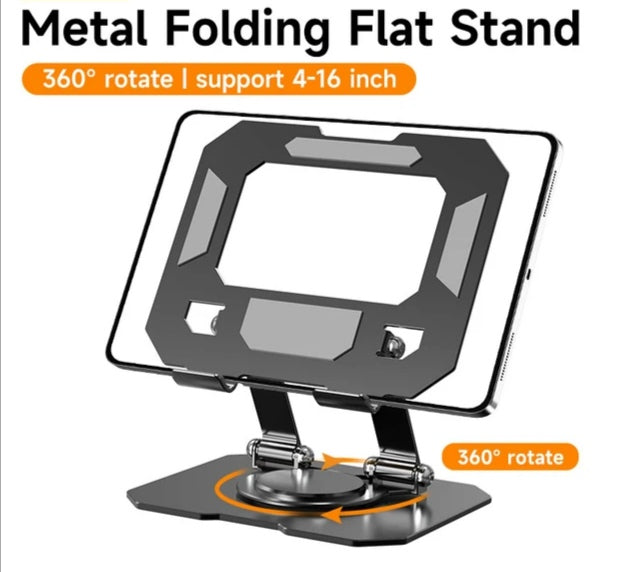 Foldable Metal Tablet Holder (Silver Color)