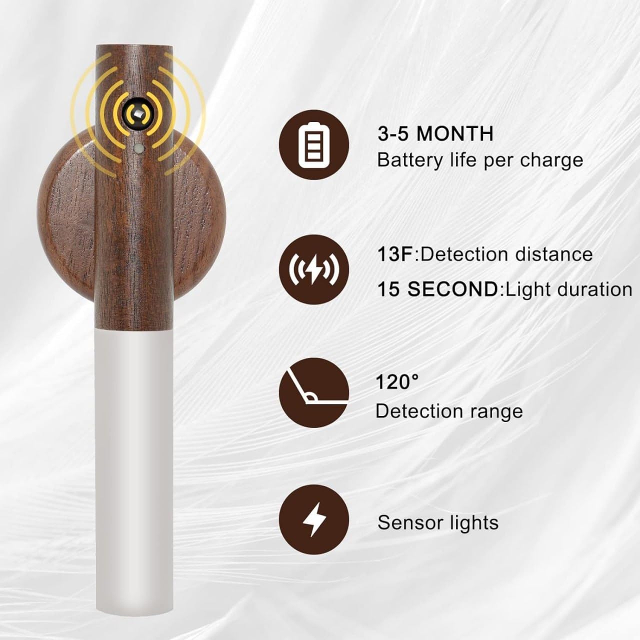 Smart Wooden Sensor Light Rechargeable