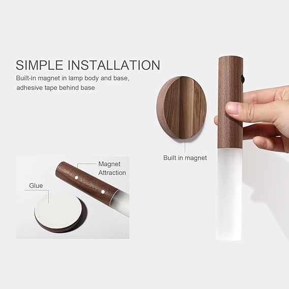 Smart Wooden Sensor Light Rechargeable