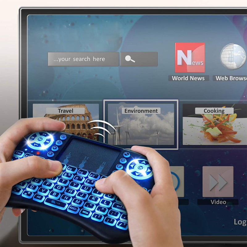 Smart TV Remote Wireless Mini Keyboard + Mouse Pad with RGB Backlight