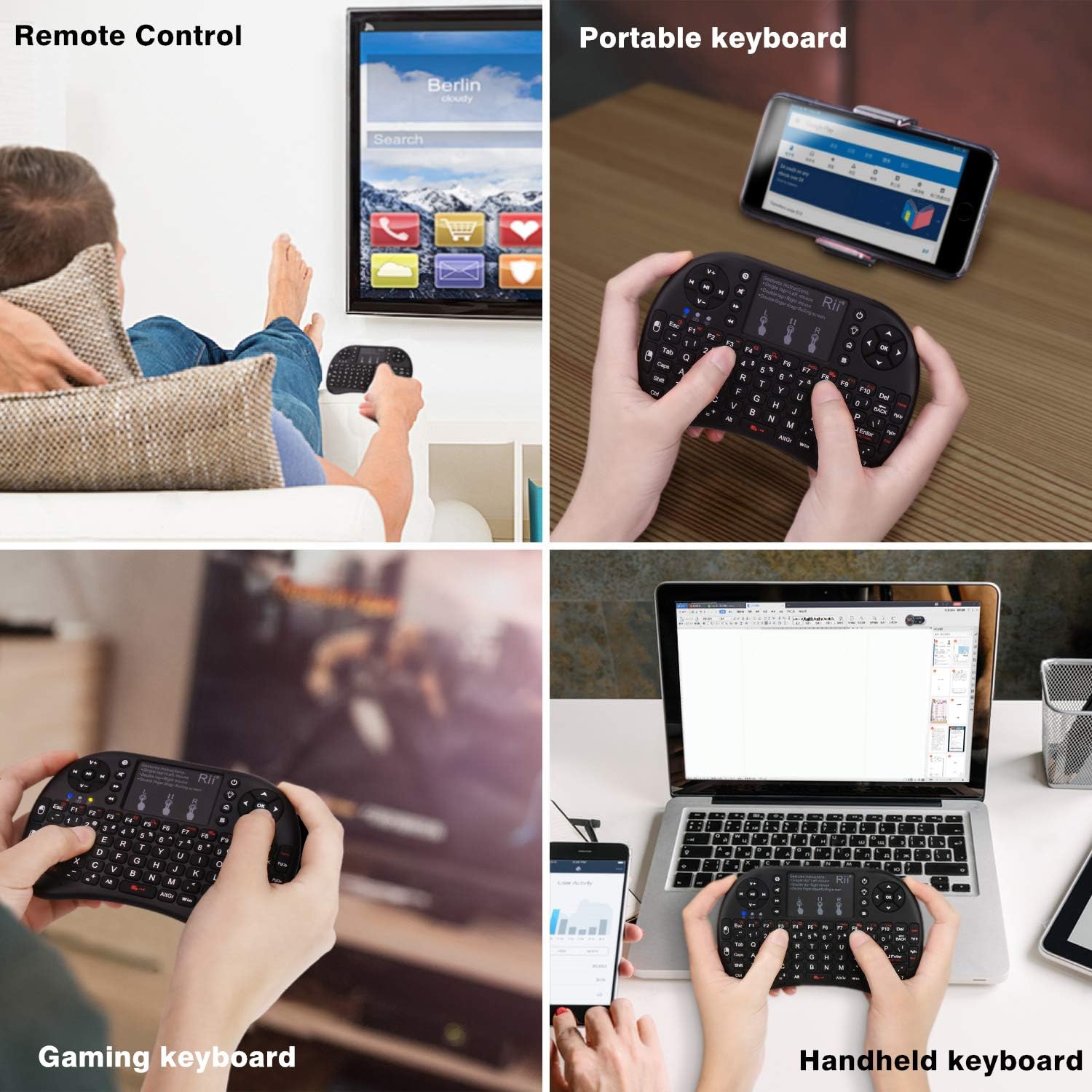 Smart TV Remote Wireless Mini Keyboard + Mouse Pad with RGB Backlight