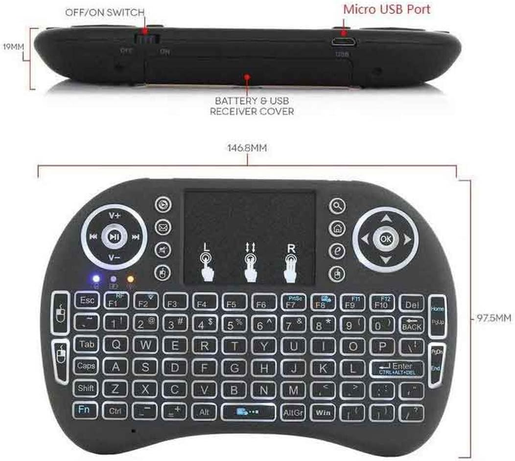Smart TV Remote Wireless Mini Keyboard + Mouse Pad with RGB Backlight