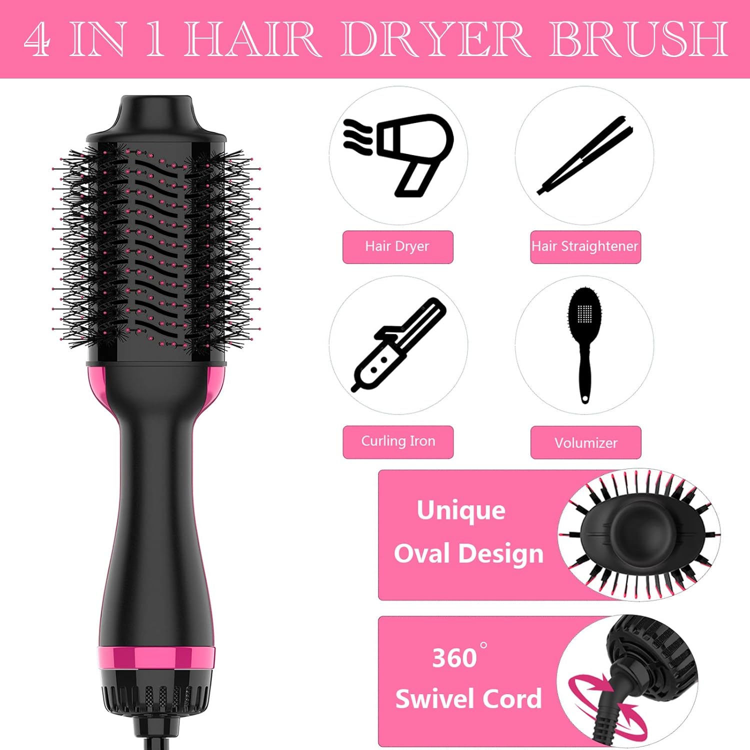 Hair Dryer Brush, 4 in 1 One Step Hair Dryer and Styler Volumizer