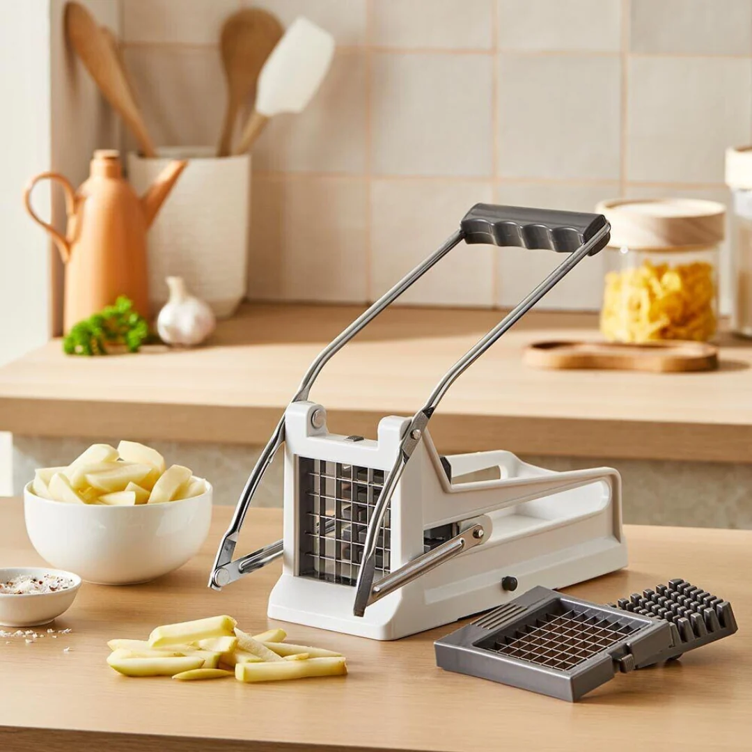French Fries Potato Cutter Home Professional Version With Replaceable Blades for Easy Cutting And Cleaning, Vegetable Strip Chopper Cucumber Slicer Onion Shredder