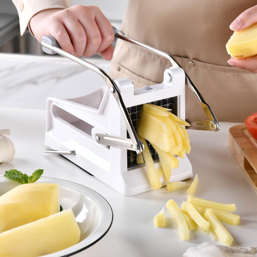 French Fries Potato Cutter Home Professional Version With Replaceable Blades for Easy Cutting And Cleaning, Vegetable Strip Chopper Cucumber Slicer Onion Shredder